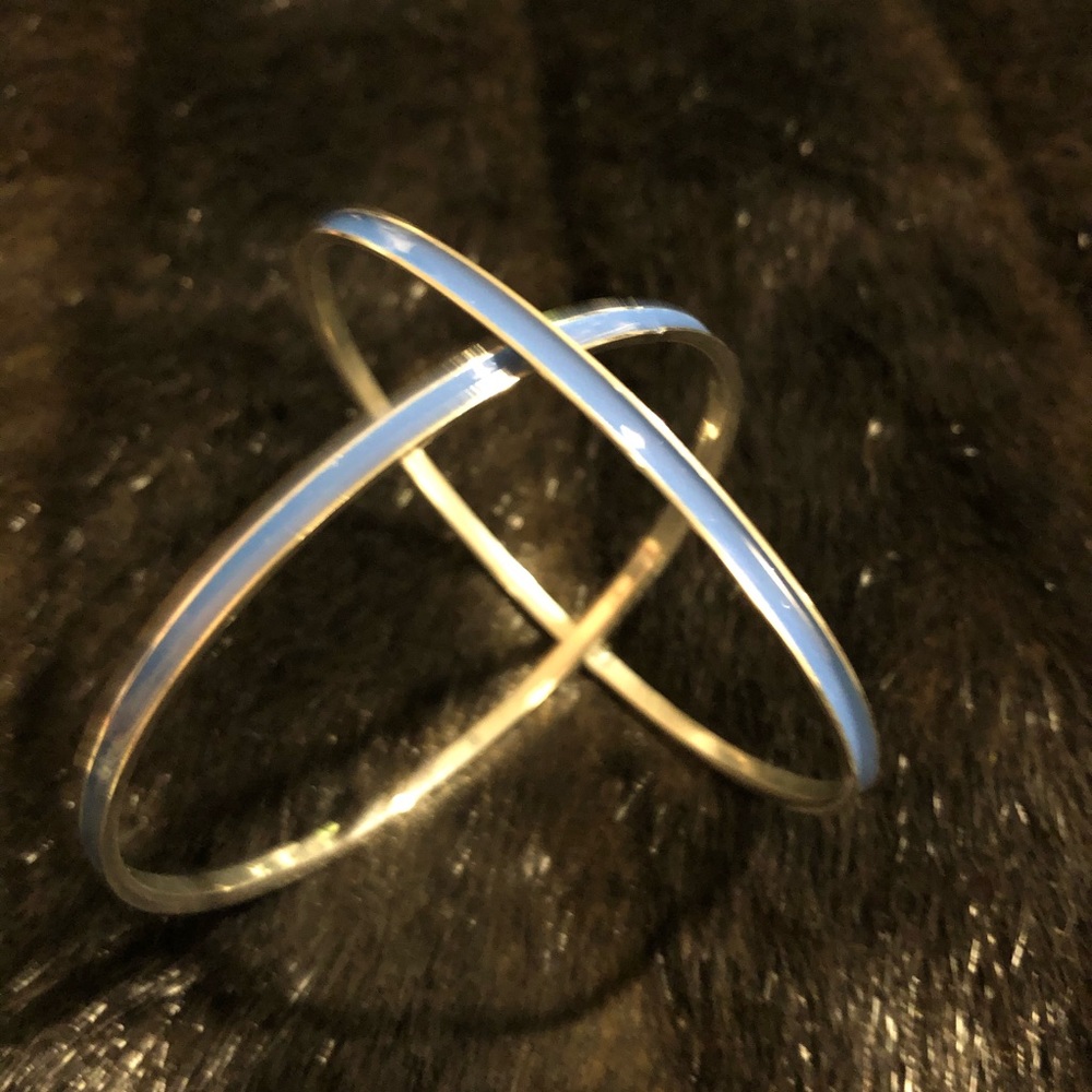 Periwinkle and silver bangle set